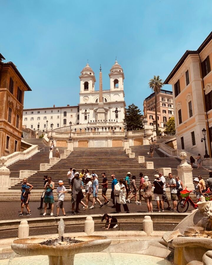 The Spanish Steps in Rome rising towards Trinità dei Monti