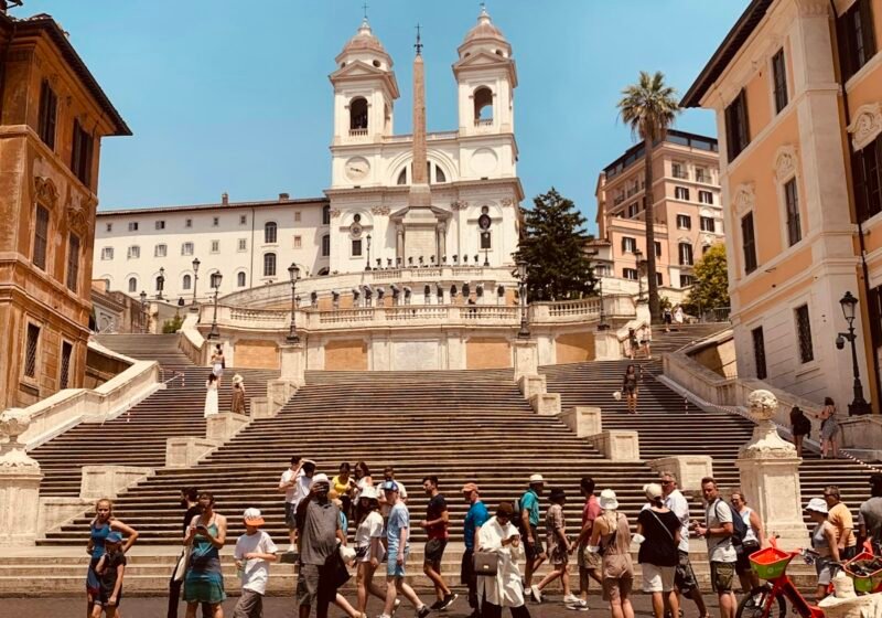 The Spanish Steps in Rome rising towards Trinità dei Monti